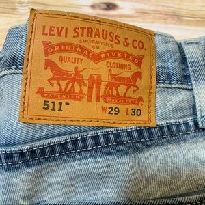 Levi’s 511 rare 29x30 pale blue bleached jeans slim straight dark seams 1101